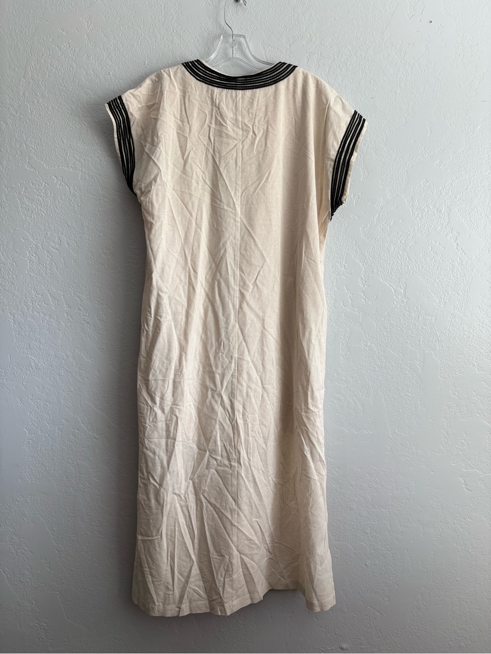 ❤️NEW entro Beige Maxi Caftan Dress with Black Embroidered Trim - Picture 11 of 15